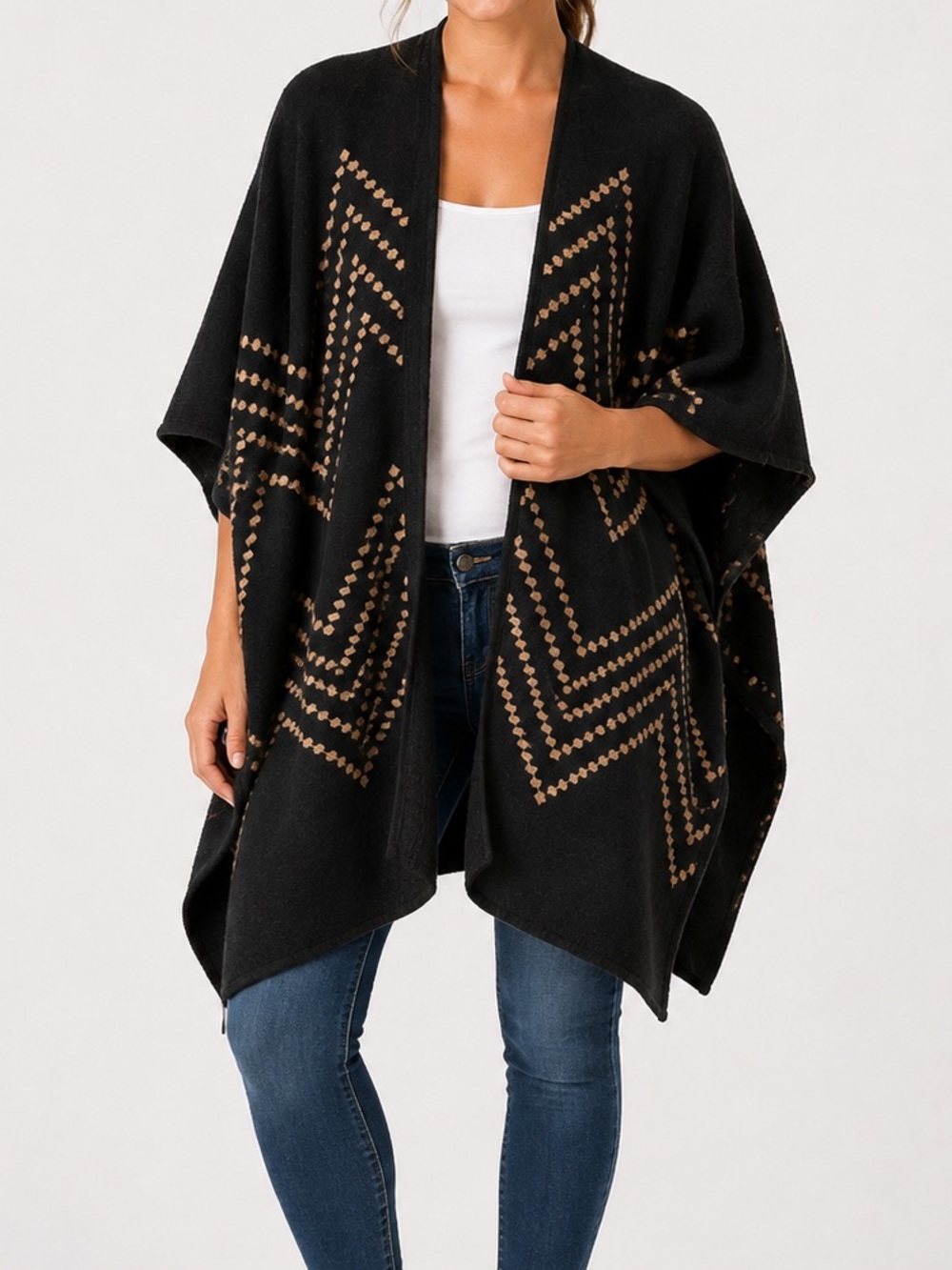 Ike Behar Black and Tan Ruana